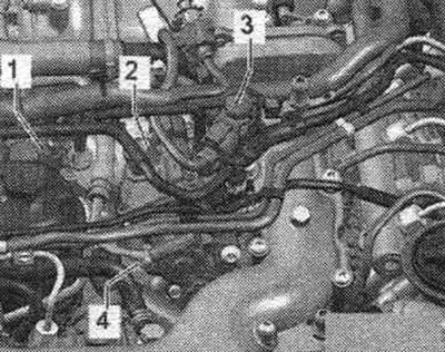 1. Эл. раз'ём датчыка тэмпературы ў сістэ. рэцыркуляцыі ОГ «G98». 2. Серварухавік сіст.…