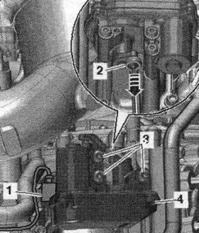 Разкачете щепселния конектор «1». Внимателно натиснете пръта «2» от сферичния шарнир «стрелка».…