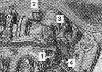 Сілавы агрэгат зняты і ўсталяваны на пад'ёмнік «VAS 6131 А». Выняць штэкернае злучэнне «3» з…