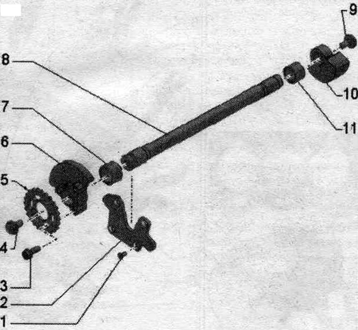1. Șurub: Inserție cu lac filetat; 9 Nm.