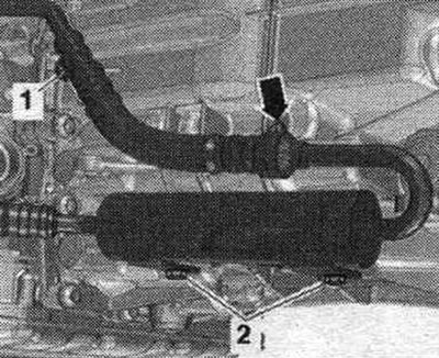 Выкруціць ніт «1». Адлучыць магістраль ATF ад магістральнага фільтра ATF, для чаго атрымаць хамут…