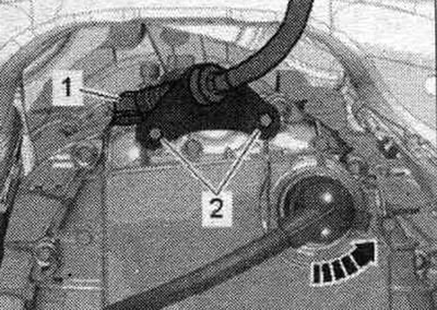 Автомобили с 3.2 л FSI: премахване на предния ауспух отляво. С помощта на освобождаващ лост 80-200…