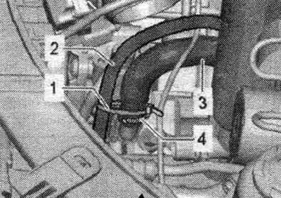 Ако има такъв, внимателно отрежете държача на кабела «1» на кабелния сноп «2».