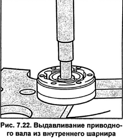 Поставете съединението под преса и с помощта на кръгъл инструмент натиснете задвижващия вал от…