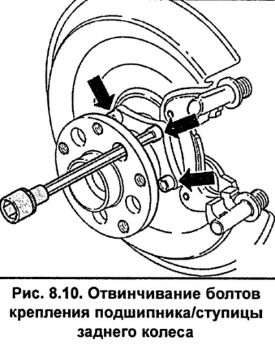 Снятие и установка подшипников/ступиц задних колес (Ауди А6 С5, 1997 ...