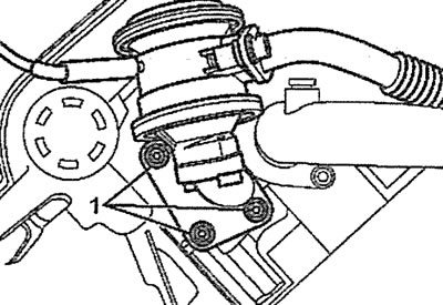 4.7. Вывинтите болты 1 клапана впуска свежего воздуха к выпускным клапанам. Левая головка блока…