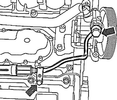 4.18. Отсоедините нагнетательный трубопровод от насоса гидроусилителя рулевого управления и крышки…