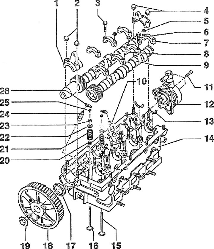 5.0. Mechanizm zaworowy. Samochody z silnikami AFB, AKE, AKN, AYM, BFC: