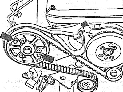 4.9. Выкруціце балты (гл. стрэлкі) і зніміце правую частку задняга вечка прывада…