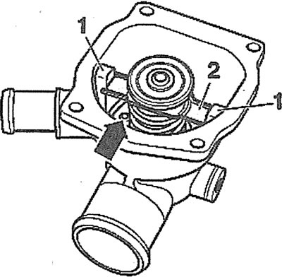 4.27. Усталюеце тэрмастат так, каб вентыляцыйны клапан размяшчаўся зверху (гл. стрэлку), клямар 2…