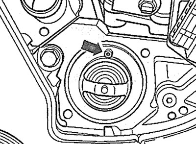 4.28. Усталюеце тэрмастат так, каб вентыляцыйны клапан размяшчаўся зверху (гл. стрэлку). Аўтамабілі…
