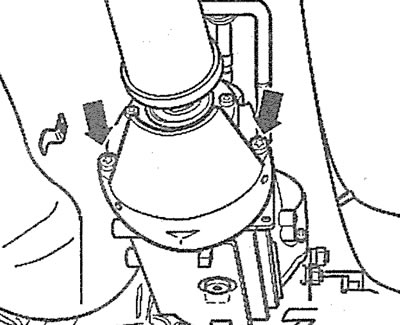 4.4. Unscrew the bolts and remove the protective shield above the propeller shaft near the Torsen…