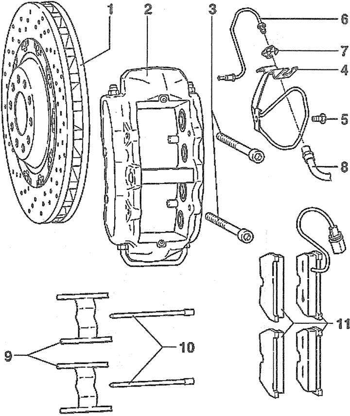 Дисковый тормозной механизм передних колес с суппортом Brembo (Ауди А6 ...