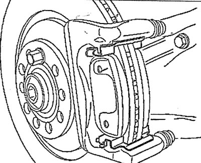 7.6 Install the brake pads into the guide and into the holders