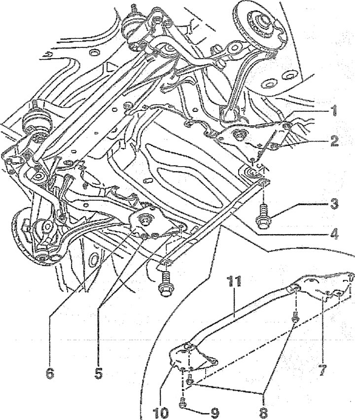 Крепление поперечной распорки подрамника (Ауди А6 С5 Allroad, 1999-2005 ...