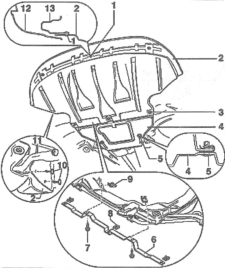 Крепление и элементы защиты моторного отсека (Ауди А6 С5 Allroad, 1999 ...