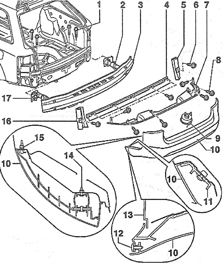 Rear bumper (Audi A8 D2, 1994-2002 / Body / Exterior (external elements)) AudiMa