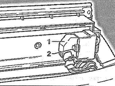11.4. Press out the protrusion 2 with a narrow screwdriver and disconnect the plug 1 from the switch