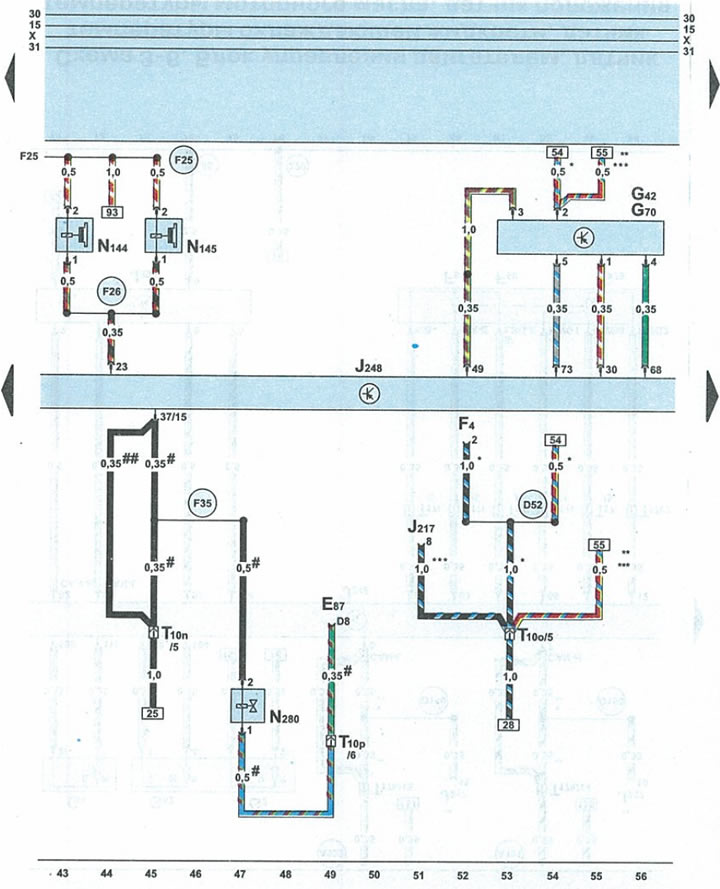 Schema 3-4. Unitate de comandă a motorului, senzor de debit de aer de masă, supape solenoide…
