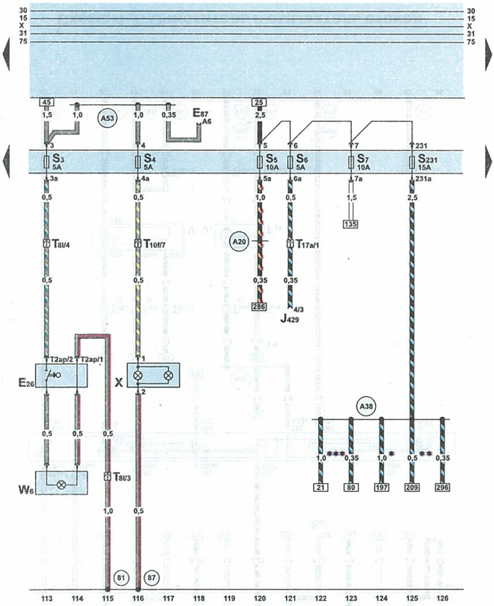 Ауди а6 центральный замок предохранитель Diagram 4-9. Fuses, license plate and glove box lights (Audi A6 C5 Allroad, 1999