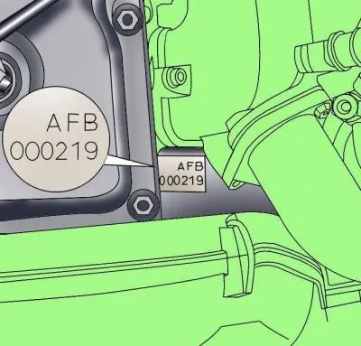 Fig. 2–35. Location of the number on V8–5V gasoline engines