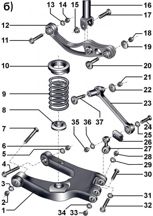 a: 1 – главная задняя передача; 2 – болт, 40 Н·м; 3 – шайба; 4 – самоконтрящаяся гайка, 40 Н·м; 5 –…