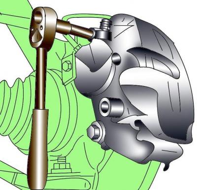 Используя лезвие отвертки как рычаг, с наружной стороны суппорта снимите фиксирующую пружину (рис.…