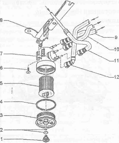 Затегнете маркуча за подаване на гориво «11» със скобата за маркуч «3094». Развийте пробката за…