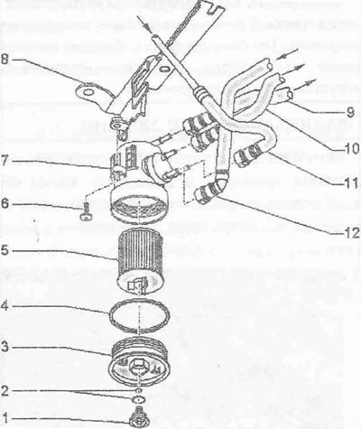 Сменете уплътнителните пръстени «2» и «3». Монтаж в обратен ред. Покритие: 25 Nm. Пробка за…