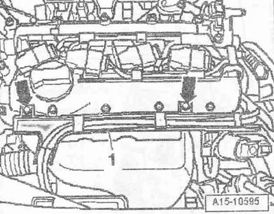Монтирайте теглича «T10094 A» на всички бобини за запалване - стрелка, отстранете бобините за…