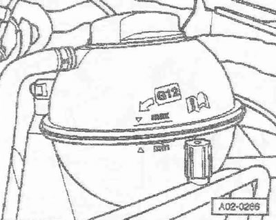 Затворете капачката «стрелка» за разширителния резервоар за охлаждащата течност. Оставете двигателя…