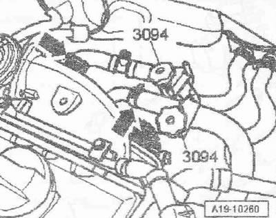 Развийте болтовете «2» и «3», както и гайките «1» и свалете EGR радиатора.