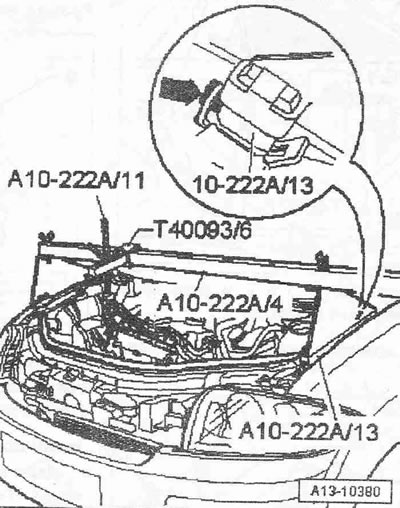 Upínacia skrutka v adaptéri «T40093/6» musí byť odskrutkovaná. Adaptér «T40093/6» sa inštaluje tak,…