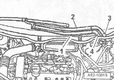 Odpojte prívodné potrubie kvapaliny ostrekovača «3». Ak je vo výbave, odpojte konektory «4 a 5»…