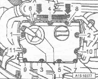 Naneste jednu kvapku tesniacej hmoty na spojovacie oblasti na prednom kryte ložiska a na hlave…