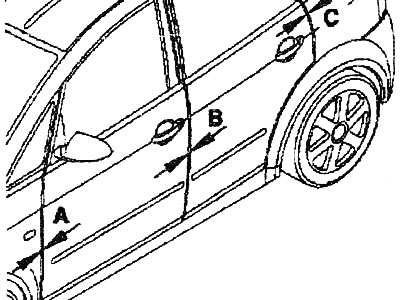 Je potrebné upraviť zadné dvere. Veľkosť «A» = 3,5 mm±0,5 mm. Veľkosť «B» = 4 mm±0,5 mm. Veľkosť…