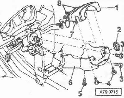 Remove the tips «1» (3x) from the body and insert these tips «1» into the holders «2» of the front…