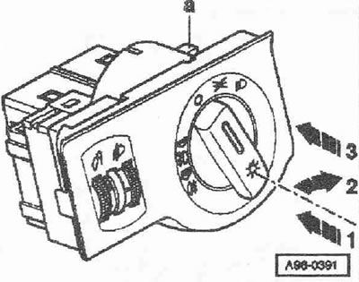 Connect all plug connectors. To install, press the light switch «1» again and simultaneously turn…