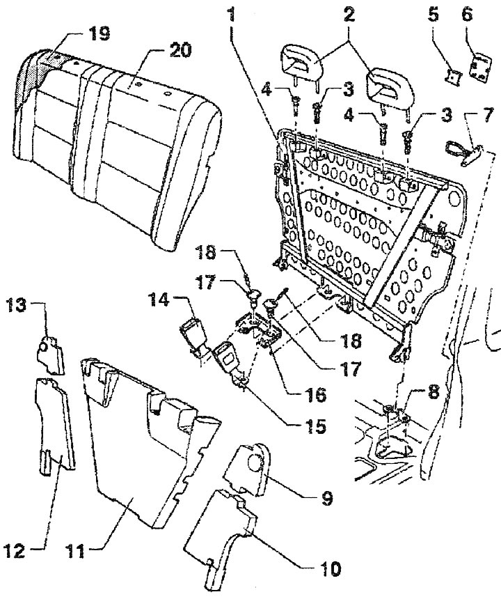 1. Рамка на облегалката