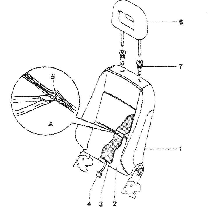 1. Čalúnenie operadla sedadla. Odstráňte sedadlo. Odstráňte operadlo sedadla. Odstráňte modul…