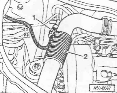 Развийте болтовете «2». Отстранете водоуловителя «3» в посока «посока на стрелката». Изключете…