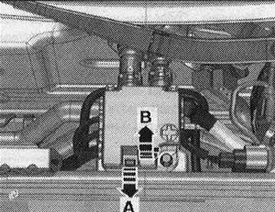 Разблакаваць фіксатар «стрэлка А» і адкрыць вечка «стрэлка Ў».