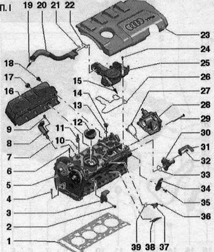 I 1. Гарнитура на цилиндровата глава. Сменете. Помислете за позицията на монтаж: номер на част за…