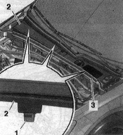 Отстранете уплътнението «3». Освободете закрепващите скоби «1» от крепежните елементи и свалете…