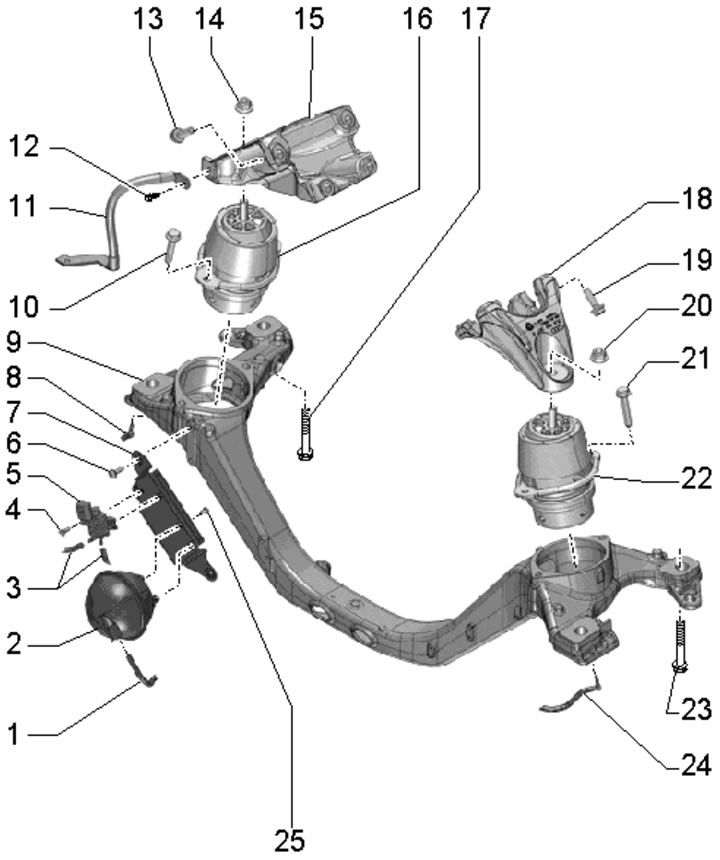 26.1. Engine support and crossmember installation details: