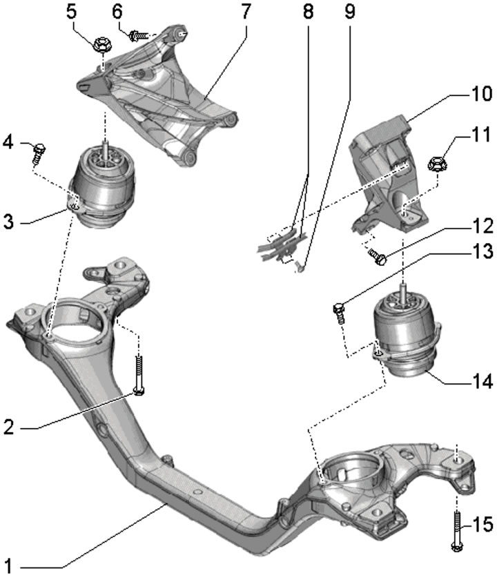 36.1. Engine support and crossmember installation details: