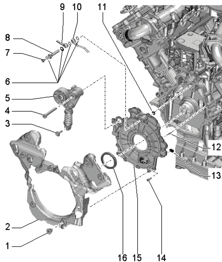 38.1a. Front crankshaft seal installation details (using CCFA/CCFC engines as an example):