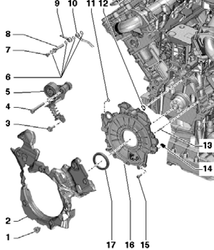 38.1b. Installation details of the drive disc and rear crankshaft oil seal (bTR engine):