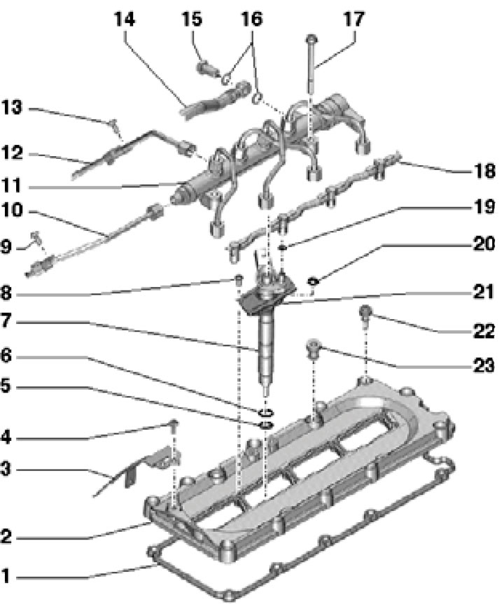 42.1b. Right cylinder head cover installation details for CCFA/CCFC engines: