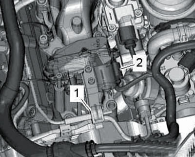 42.12. Non-return valve (1) and electrical wiring connector (2) of CCFA/CCFC engines.